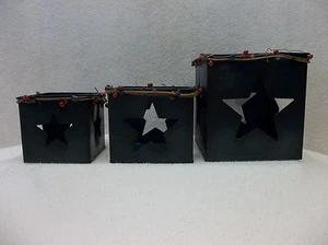  Three Small Metal Nesting Boxes w/Texas Star - Picture 1 of 4