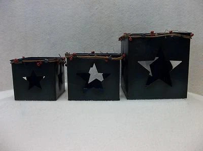  Three Small Metal Nesting Boxes w/Texas Star - Image 1 of 4