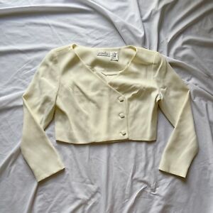 Vintage 90s Liz Claiborne Dresses Cropped Blazer Size 4 Small Off-White Jacket