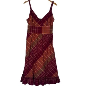 Apt 9 rot kariert Cottage Core Midi ärmellos Baumwolle Sommerkleid geraffter Saum Größe 12 - Bild 1 von 13