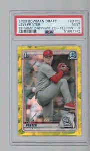 LEVI PRATER 2020 BOWMAN CHROME DRAFT SAPPHIRE YELLOW ROOKIE #BD-125 /99 PSA 9