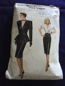 VTG VOGUE 9683 SZ 6-8-10 PENCIL SKIRT SUIT & BLOUSE SEWING PATTERN CUT TO SZ 10  - Picture 1 of 3