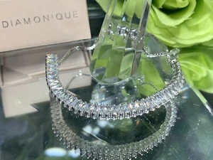 Diamonique (CZ) Adjustable Toggle Tennis Bracelet, Silver. New - Picture 1 of 15