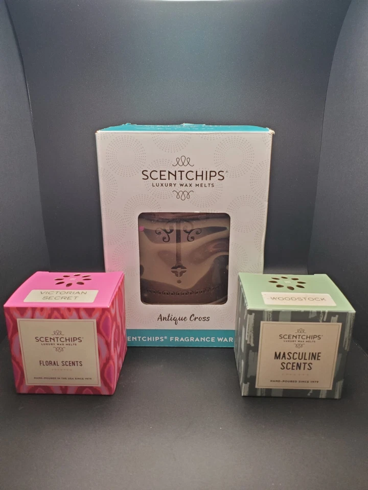 Scentchips Luxury Wax Melts Antique Cross Warmer With 2 Scents Floral Masculine  - Image 1 of 4