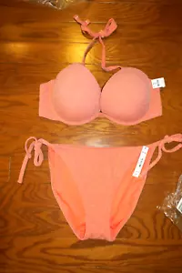 XL VICTORIA'S SECRET ❤️ Swim suit Top Swimwear Push up PADS ❤️SHIMMER WIRE LEMON - Picture 1 of 8