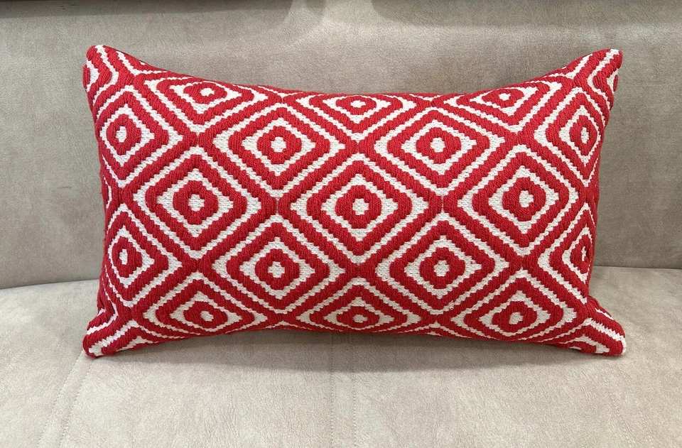 Lumbar Pillow Cover Rectangular Cushion Cover Red Decorative Throw Pillow Cover - Image 1 of 4