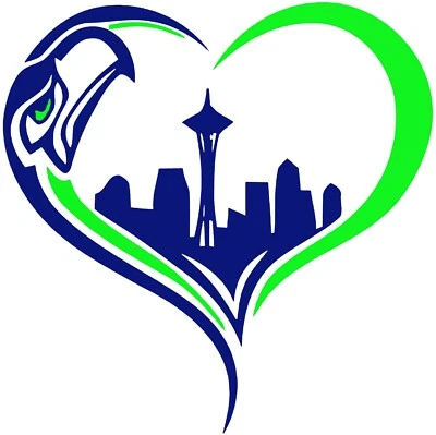 Seattle Seahawks Corazón Hierro En Transferencia Para Camiseta + Telas Claras y Oscuras #6 Foto 1 de 4