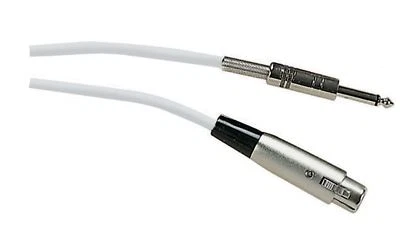 Unbalanced 3 Pin XLR to 6.35 mm Jack Plug Microphone Lead 6M (White) - Image 1 of 2