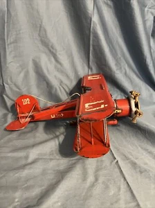 Vtg Heavy Duty Metal WW1 Bi-Plane LJ 102 Model Handmade awesome Collectible - Picture 1 of 7
