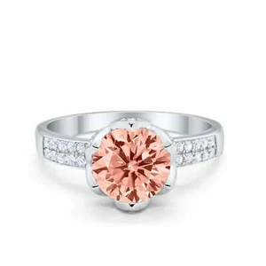 Art Deco Blume Verlobungsring rund simuliert CZ 925 Sterling Silber - Bild 1 von 6