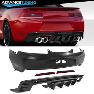 For 14-15 Camaro 6th ZL1 Style Rear Bumper Conversion& 3PC Diffuser w/ Reflector - Picture 1 of 11