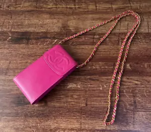 Chanel Caviar Skin Chain Shoulder Pouch Case Bag Pink Auth - Picture 1 of 10