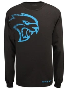 New Men's Dodge Hellcat Long Sleeve T-Shirt T Shirt Black & Blue 2XL - Picture 1 of 1