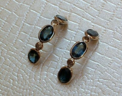 Exclusive Saphir & Diamant Halb Creolen 14 Kt. Weißgold - 585 - Ohrringe - TOP - Bild 1 von 4