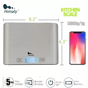 Escala digital electrónica de cocina comida dieta joyería equilibrio de peso 5 kg/1 g mini - Imagen 1 de 7
