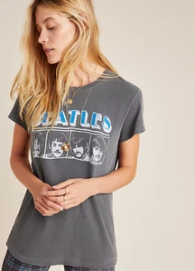 Camiseta Anthropologie Comida Chatarra Beatles Vintage Look Gráfico Talla S - Imagen 1 de 12