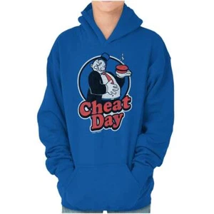 Funny Retro Popeye Wimpy Cartoon Cheat Day Youth Hooded Sweatshirt Boy or Girl - Picture 1 of 8