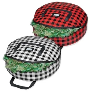 Zober Christmas Holiday Wreath Storage Bags 30x30x7.5 Set Of 2 - Picture 1 of 7
