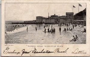 Scena di bagno, Manhattan Beach cartolina d'epoca Wpc7 - Foto 1 di 3