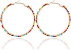 Bohemian Colorful Beaded Hoop Earrings for Women - Rainbow Jewelry
