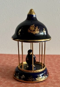 Limoges France Cobalt & Gold Hand Painted & Transferware Porcelain Bird Cage - Picture 1 of 6