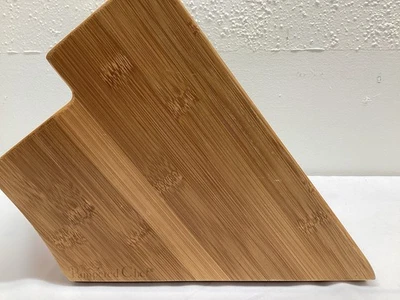 Bloque de cuchillo de 16 ranuras de madera de bambú The Pampered Chef resistente Foto 1 de 4