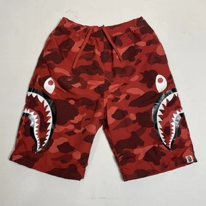Bape Kids Shorts Boys 160 Red Camo Ape Head One Point Beach Shark - Picture 1 of 21