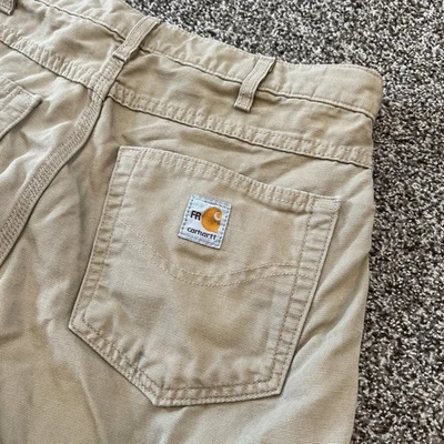 Carhartt FR Flame Resistant Pants Mens Size 32x32 Khaki Canvas FRB159 GKH - Image 1 of 4
