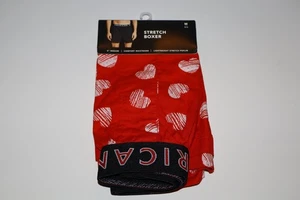NEW American Eagle Men's Cotton Stretch Boxers - Red with White Hearts - Medium - Picture 1 of 2