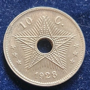 1928/3 Belgian Congo 10 Centimes Overdate type Collector's Coin AU/UNC  - Picture 1 of 4