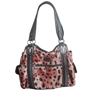 Angel Barcelo Cheetah Print Pink Black Hobo Bag Slouchy Spacious - Picture 1 of 16