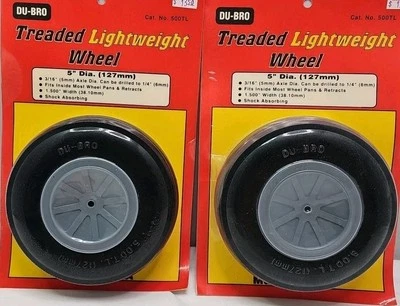 (2) DU-BRO 5” DIA BIG TREADED Lighteight WHEELS NO. 500TL NEW Old Stock - Image 1 of 2