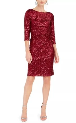 Vestido Jessica Howard Borgoña Lentejuelas Talla 12 Nuevo sin Etiquetas  Foto 1 de 3