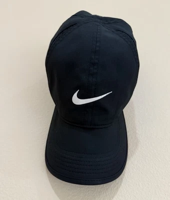 Nike Black Cap with White Logo Feather Light DrifFit - Image 1 of 4