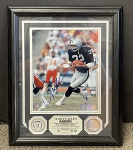 Marcus Allen L.A. Raiders signiert 8" x 10" Foto gerahmt mit Echtheitszertifikat und Münzen - Bild 1 von 8