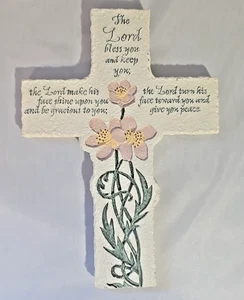 Inspirio Zondervan "IL SIGNORE TI BENEDICA E TI TENGA" croce da parete floreale 2000 vintage - Foto 1 di 8