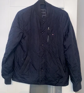 Tommy Hilfiger Blue Navy Bomber Jacket Men’s Size Medium Long Sleeved Quilted - Picture 1 of 12