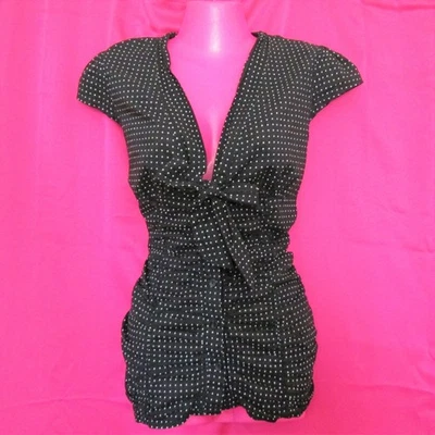 Camisa y2k Vintage Charlotte Russe Negro Blanco Polkadot Coño Arco Talla Grande Foto 1 de 4