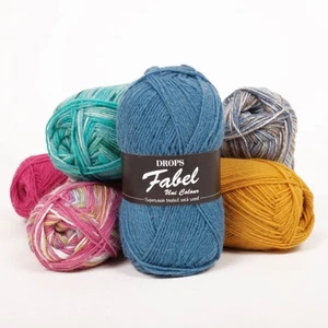 DROPS Fabel Lana Calcetín Hilo 4 Capas Tejer Crochet Superwash Merino 50g Todos los Tonos - Imagen 1 de 113