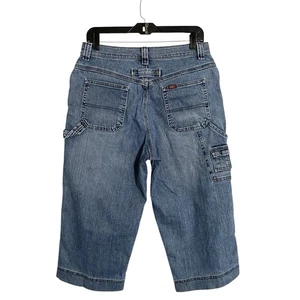 Lee Carpenter Capri Skimmers Denim Jeans Womens 10 Stretch High Rise Medium Blue - Picture 1 of 8