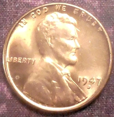 1947 D Wheat Cent BU Near FuLL RED BRILLIANT UNCIRCULATED Post WWll Denver Penny - Image 1 of 3