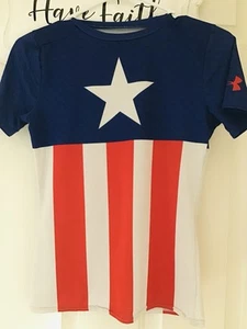 Under Armour UA Captain America Compression Shirt Youth Large Star Stripes - Bild 1 von 3