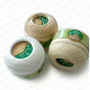 CORDONETTO ANCHOR GOMITOLO 50g MERCER CROCHET BIANCO ECRU COTONE DA UNCINETTO - Foto 1 di 4