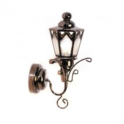 Bambole Casa Nero Lucido Coach Lampada Esterni Lanterna LED Batteria Muro Luce - Immagine 1 di 4