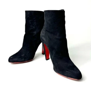 Christian Louboutin short boots with side straps suede red black 25cm WOMENS!!!! - Picture 1 of 19