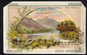 1880-90's Victorian Trade Card Link & Bond Pianos Organs Sheet Music York, PA - Picture 1 of 2
