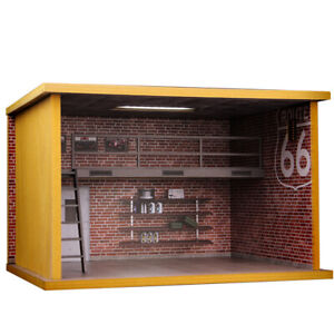 1/24 Diorama Double Deck Garage Model LED Lighting Backdrop Display Scene Model
