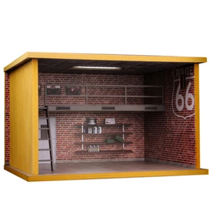 Diorama 1/24 Doppio Ponte Garage Modello Illuminazione LED Sfondo Display Modello Scena - Foto 1 di 16