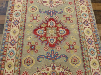 4'x6' New Fine Hand Knotted wool Pak Kazak Super Oriental area rug Carpet - Image 1 of 4