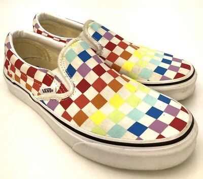 Vans Zapatos de Monopatín Sin Cordones Arco Iris a Cuadros Multicolor Talla Hombres 6.5 Mujeres 8 Foto 1 de 4